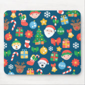 Een keurig kerstpatroon op blauw muismat (Voorkant)