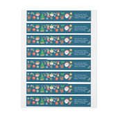 Een keurig kerstpatroon op blauw omwikkelbaar adreslabel (Vel)