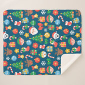 Een keurig kerstpatroon op blauw sherpa deken (Voorkant (horizontaal))