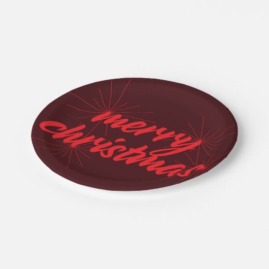 Een keurig, trendy design van "vrolijk kerstfeest" papieren bordje (Gekanteld)
