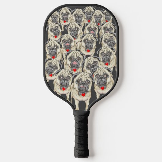 Een kiezelsteen van de Pugs Pickleball Paddle (Voorkant)
