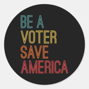 Een kiezer die Amerika redt stemt retro  Ronde Sticker