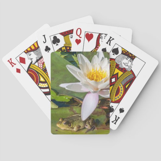 Een kikker onder een waterlelie bloem pokerkaarten (Achterkant)