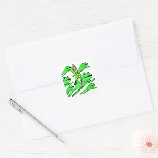 Een kikker op St. Patrick's Day rijden Vierkante Sticker (Envelop)