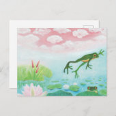 Een kikker springt in de afbeelding van de Pond Aankondigingskaart (Voorkant / Achterkant)