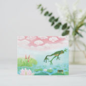 Een kikker springt in de afbeelding van de Pond Aankondigingskaart (Staand voorkant)