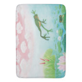 Een kikker springt in de afbeelding van de Pond Badmat (Voorkant Verticaal)