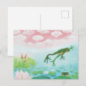 Een kikker springt in de afbeelding van de Pond Briefkaart (Voorkant / Achterkant)
