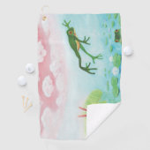 Een kikker springt in de afbeelding van de Pond Golfhanddoek (Insitu)