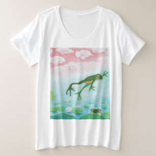 Een kikker springt in de afbeelding van de Pond Grote Maat T-shirt