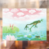 Een kikker springt in de afbeelding van de Pond Raamsticker (Vel 2)