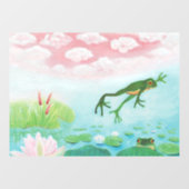 Een kikker springt in de afbeelding van de Pond Raamsticker (Vel)