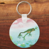 Een kikker springt in de afbeelding van de Pond Sleutelhanger (Voorkant)