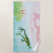 Een kikker springt in de afbeelding van de Pond Strandlaken (Voorkant)