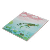 Een kikker springt in de afbeelding van de Pond Tegeltje (Zijkant)