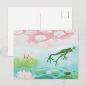 Een kikker springt in de afbeelding van de Pond Uitnodiging Briefkaart (Voorkant / Achterkant)