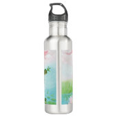 Een kikker springt in de afbeelding van de Pond Waterfles (Achterkant)
