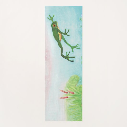 Een kikker springt in de afbeelding van de Pond Yogamat (Voorkant)