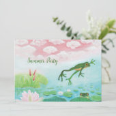 Een kikker springt in de Pond Summer Party Kaart (Staand voorkant)