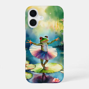 Een kikkerballerina danst op een lotusblad in een iPhone 16 hoesje