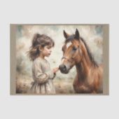 Een kind dat verliefd is op haar paard tissuepapier (Voorkant)