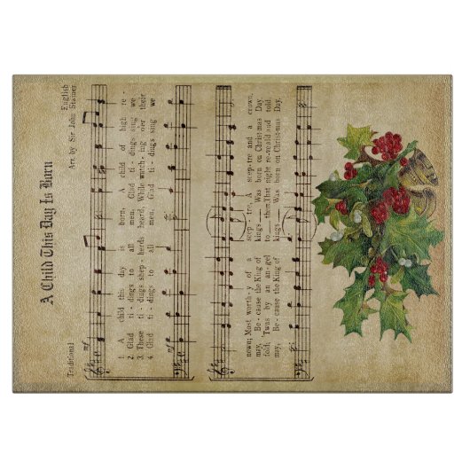 "EEN KIND DEZE DAG IS BORN" Glass Snijplank (Voorkant)