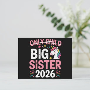 Eén kind doorgestreept grote zus 2026 zwangerschap aankondigingskaart
