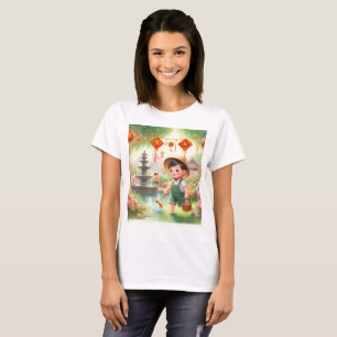Een kind in een tuin met een gieter t-shirt