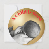 Een Kind Is Geboren Gouden Kerstkaart (Achterkant)