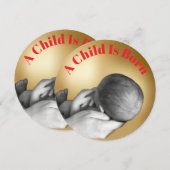 Een Kind Is Geboren Gouden Kerstkaart (Voorkant / Achterkant)