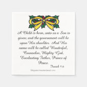 Een kind is geboren Kerstmis met scripts Servetten (Voorkant)