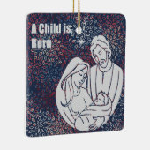 Een kind is geboren met kerst-ornament-religie keramisch ornament (Rechts)