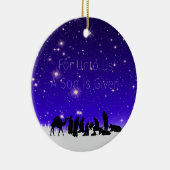 Een kind is geboren Sterrennacht op een Keramisch Ornament (Rechts)