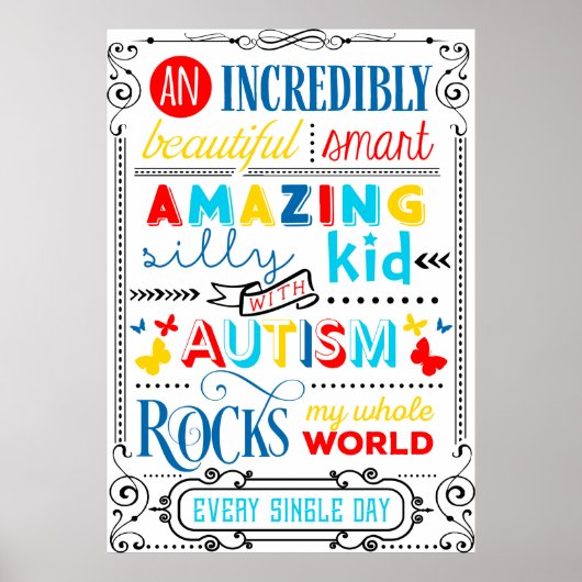Een Kind met autisme zet mijn wereld typografie op Poster (Voorkant)