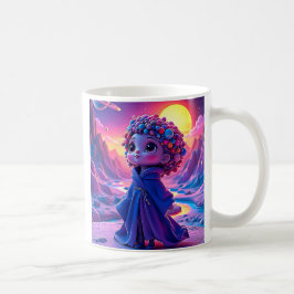 Een kind op een onbekende planeet. koffiemok