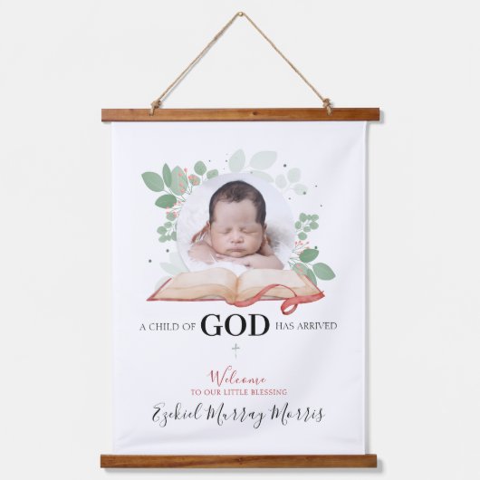 Een kind van God is gearriveerd Hangend Wandkleed (Voorkant)