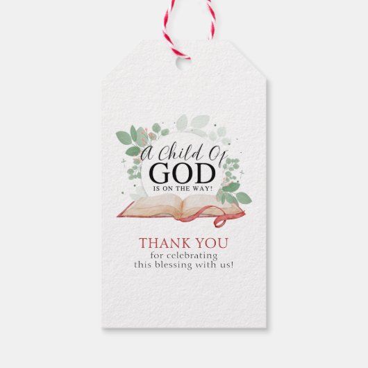 Een kind van Gods Baby shower Cadeaulabel (Achterkant)