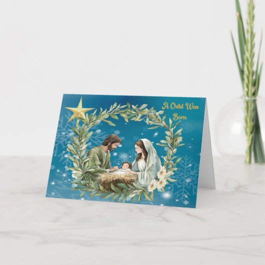 Een kind werd geboren met kerst Kaart (Voorkant)