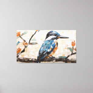 Een Kingfisher Mozaïek Digitaal Ontwerp Modern / M Canvas Afdruk