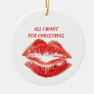 EEN KISS/MERRY CHRISTMAS AAN DE ANDERE ZIJDE KERAMISCH ORNAMENT
