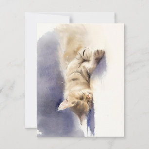 Een kitten in Waterverven Feestdagenkaart