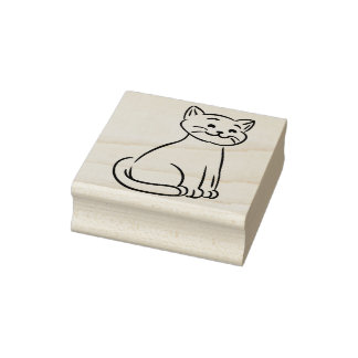 Een kitty kat Wood Art Stamp Rubberstempel