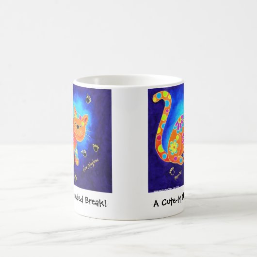 Een klapperige pauze. - Happy Blue Cat Koffiemok (Center)