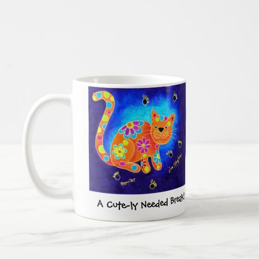 Een klapperige pauze. - Happy Blue Cat Koffiemok (Links)