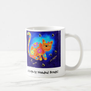 Een klapperige pauze. - Happy Blue Cat Koffiemok