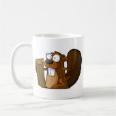 Een klapt Cartoon Beaver-teken dat een log bevat Koffiemok (Links)
