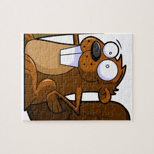 Een klapt Cartoon Beaver-teken dat een log bevat Legpuzzel (Horizontaal)