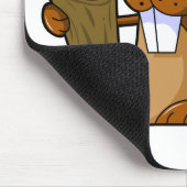 Een klapt Cartoon Beaver-teken dat een log bevat Muismat (Hoek)