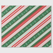 Een klassiek kerstpatroon streept rode sneeuwvlokk cadeaupapier (Vlak)