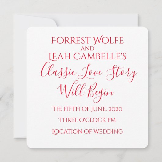 Een klassiek liefdesverhaal bruiloft kaart (Achterkant)